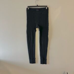 Skims Cotton Rib Leggings Black High Waisted Logo L Thermal Lounge